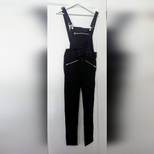 H&M Denim Women's Solid Black Overall Jumpsuit Size 6 (Fits Like Sz 4) Waist 13"